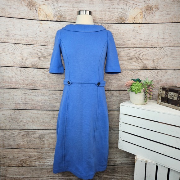 Boden Dress Shawl Collar Career Work Office Fitted Blue Size 6 - Picture 1 of 7
